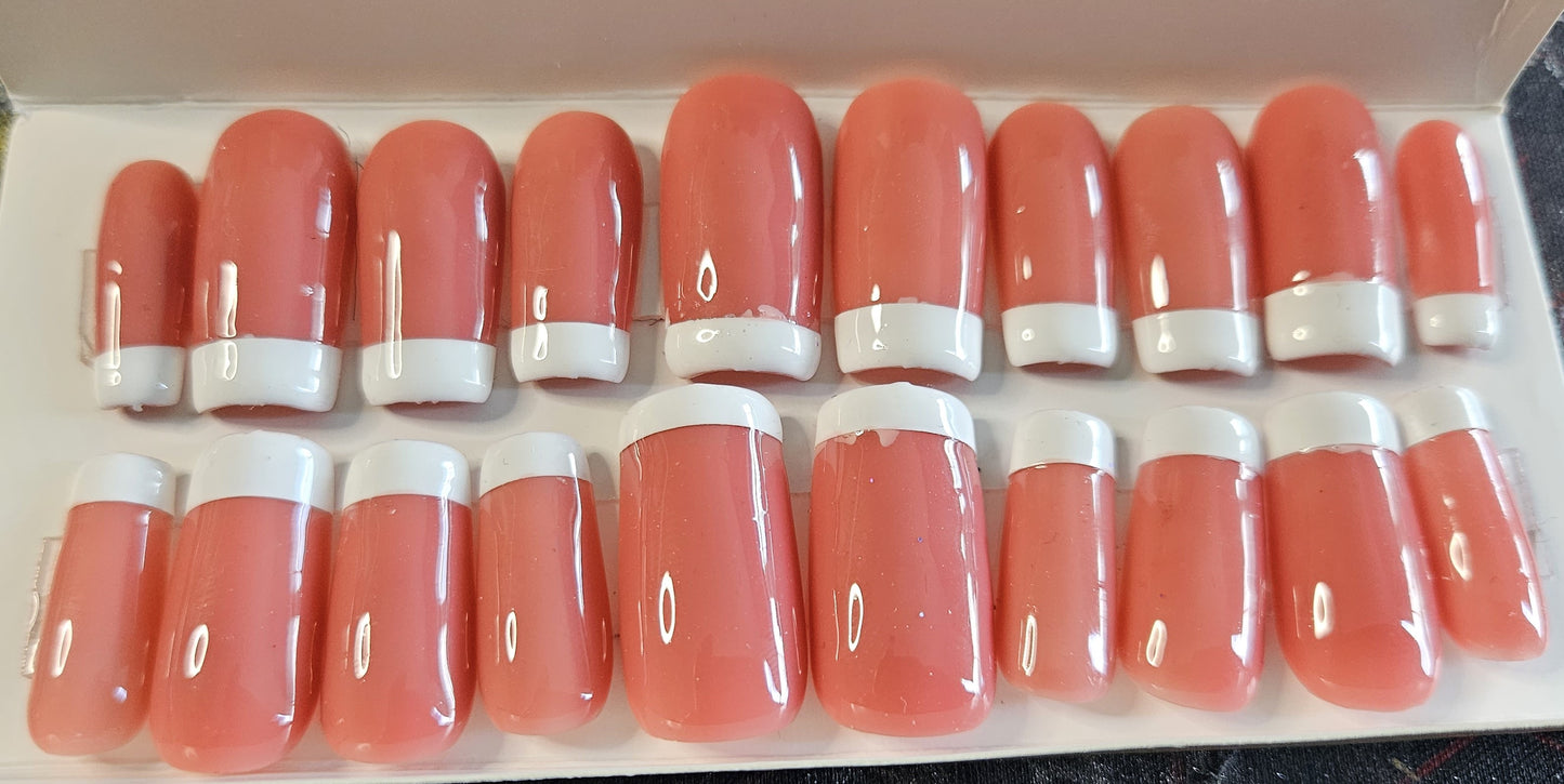 French Tip Romantic Lover Square Press-On Nails Set