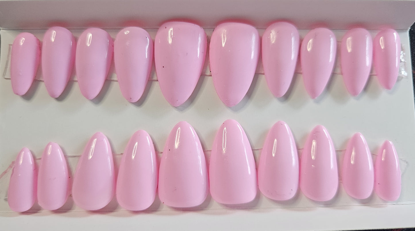Bubble Gum Pink Almond Shaped Press-On Nails