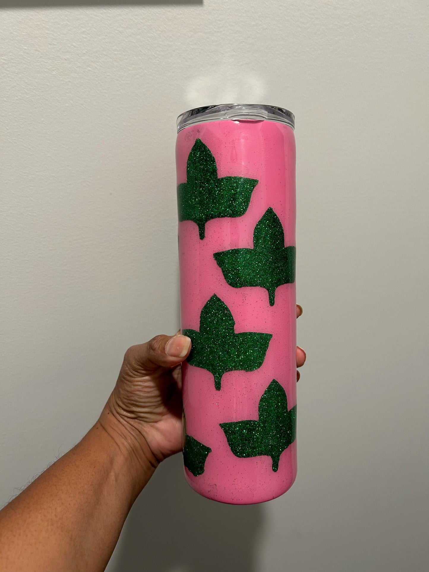 Pink and Green Ivy Glitter 30 oz. Skinny Tumbler