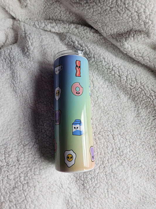 Kawaii Breakfast Emotes 20 oz. Skinny Tumbler