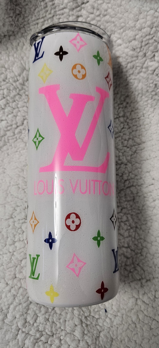 White Rainbow LV 20 oz. Skinny Tumbler