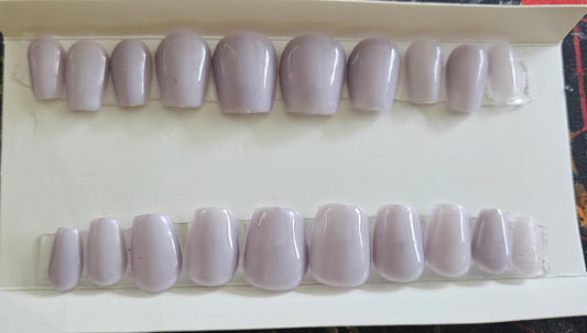Pale Lavenar Glossy Short Coffin Press-On Nails Set