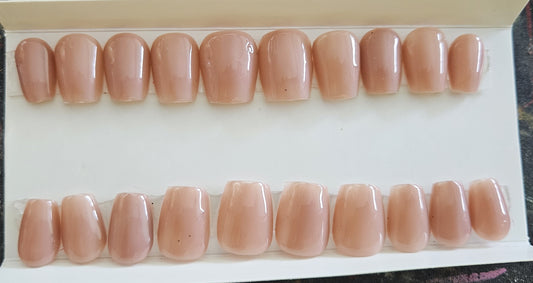 Natural Beige Short Coffin Press-On Nails