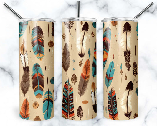 Boho Feathers 20 oz. Skinny Tumbler