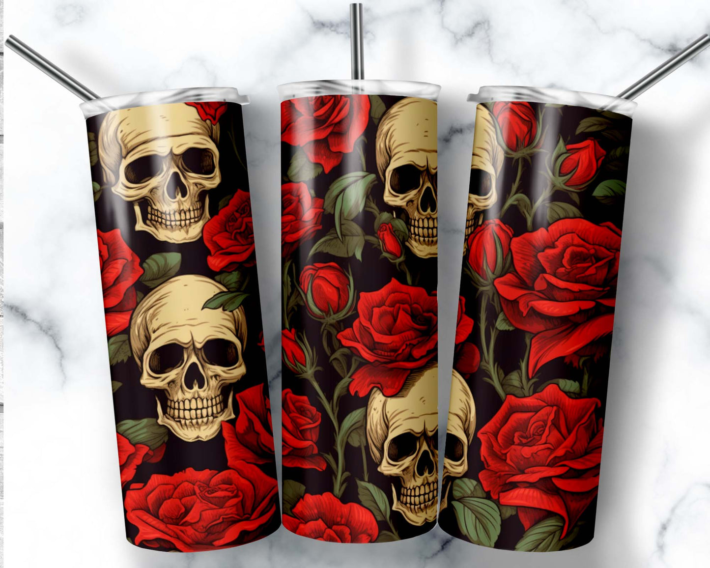 Roses & Skulls 20 oz. Skinny Tumbler