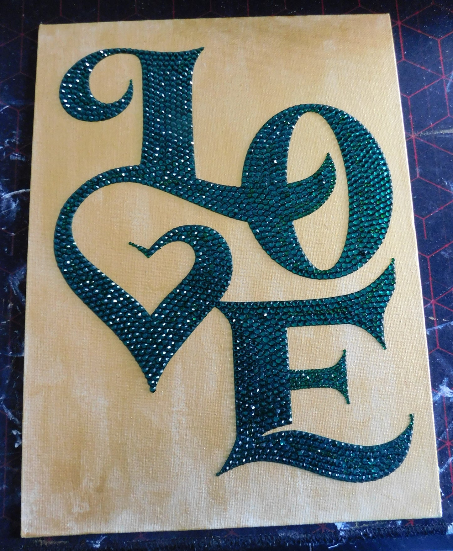 Golden Love Rhinestone Wall Art