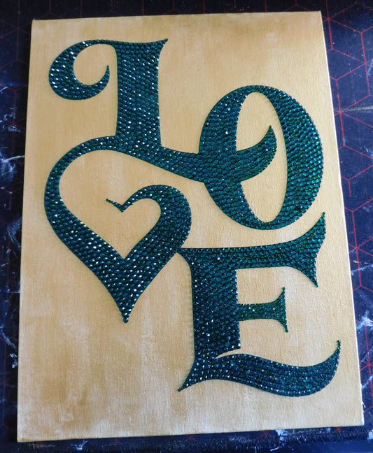 Golden Love Rhinestone Wall Art