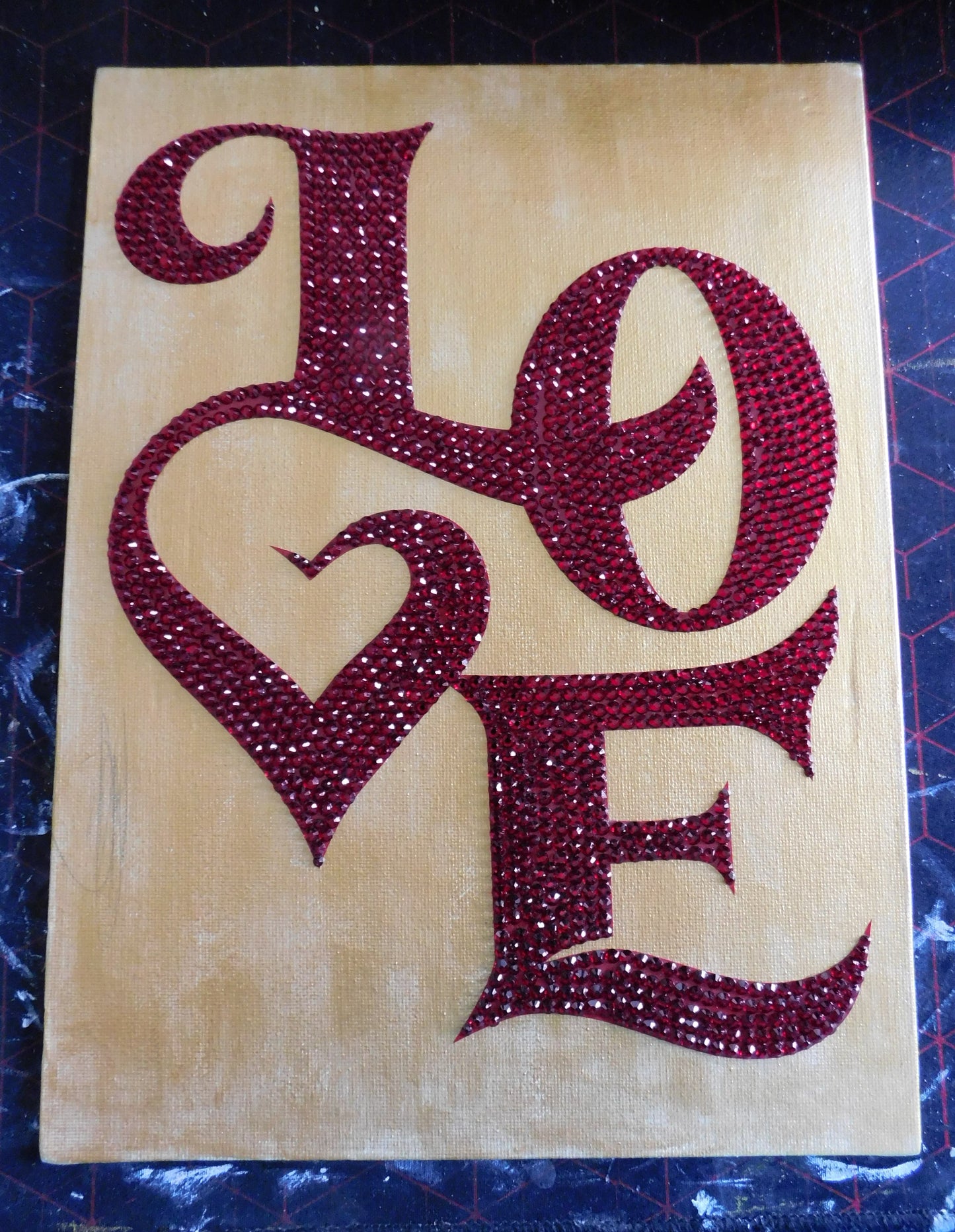 Golden Love Rhinestone Wall Art