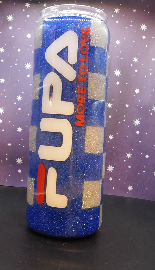 Fupa Silver & Blue Glittered 20 oz. Skinny Tumbler