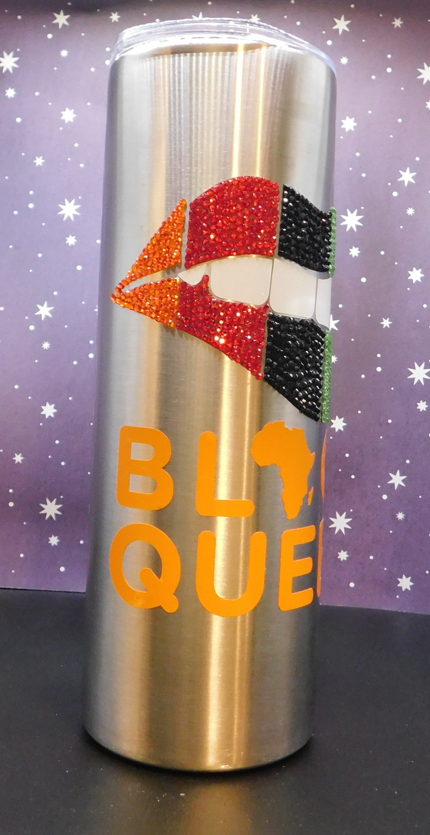 Black Queen Rhinestone Lips 20 oz. Skinny Tumbler