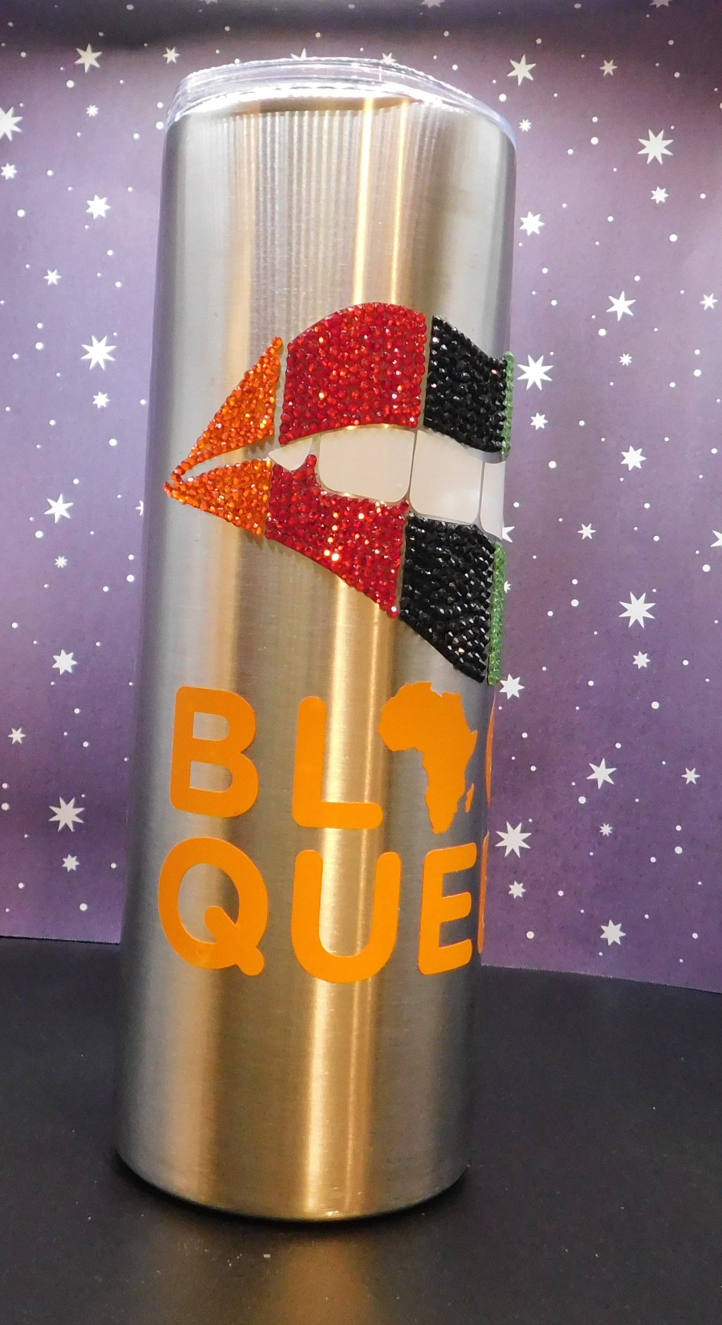 Black Queen Rhinestone Lips 20 oz. Skinny Tumbler