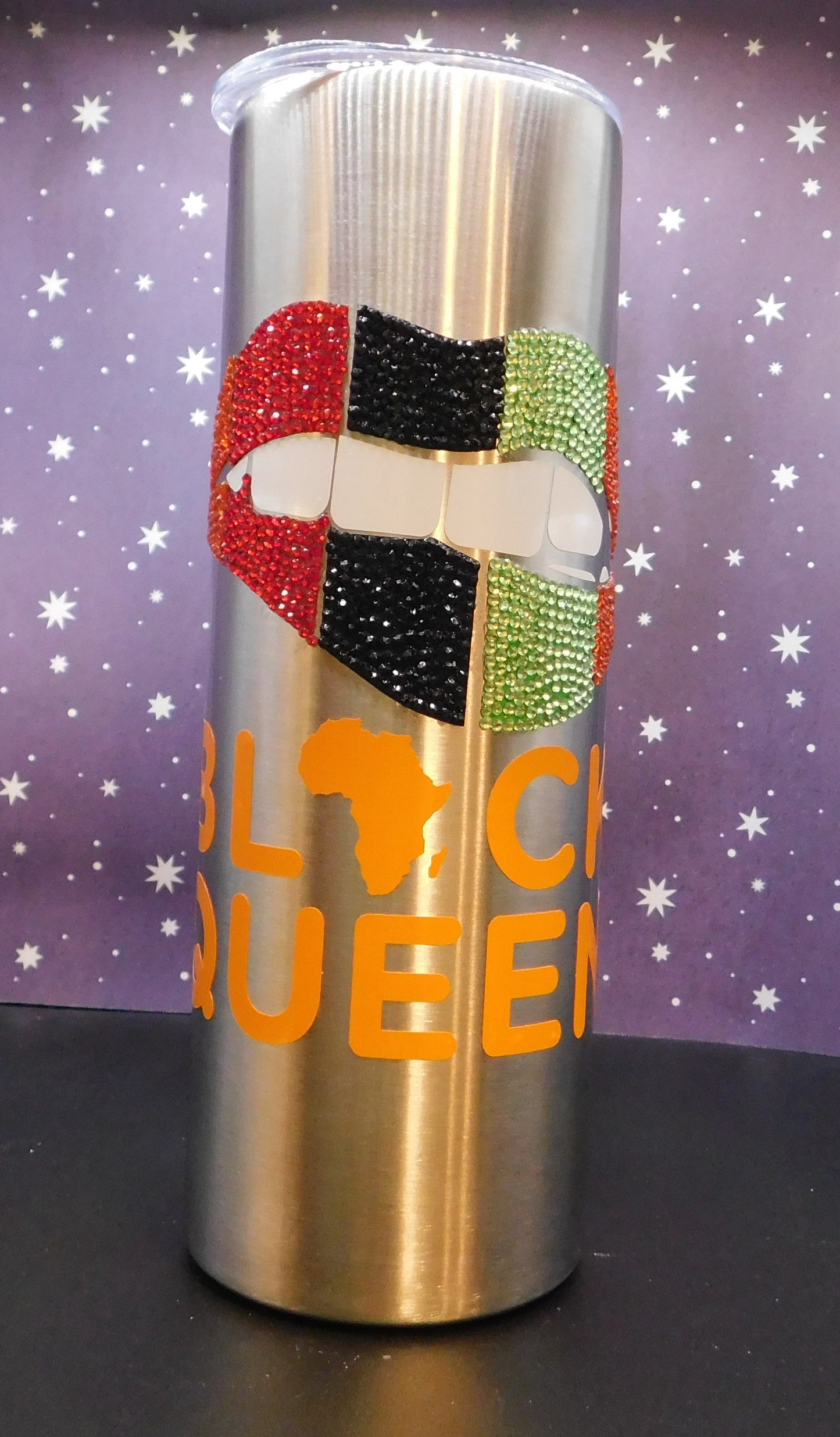 Black Queen Rhinestone Lips 20 oz. Skinny Tumbler