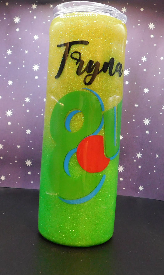 Tryna Get 8 Up Ombre Glittered 20 oz. Skinny Tumbler