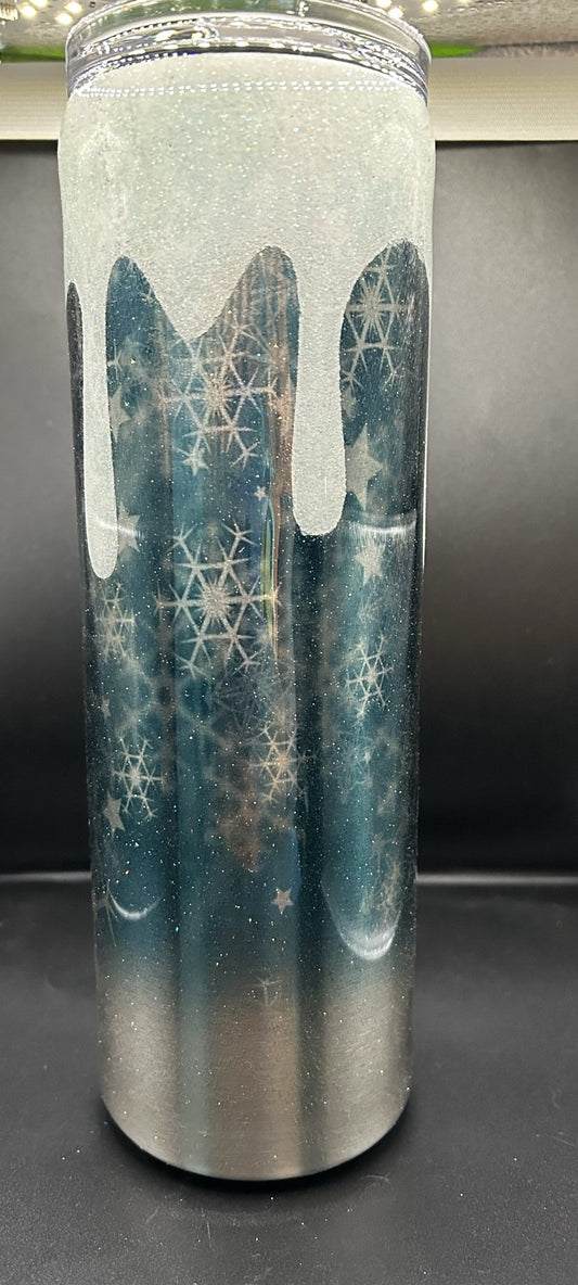 Dripping Snowflake Sparkles 30 oz. Skinny Tumbler
