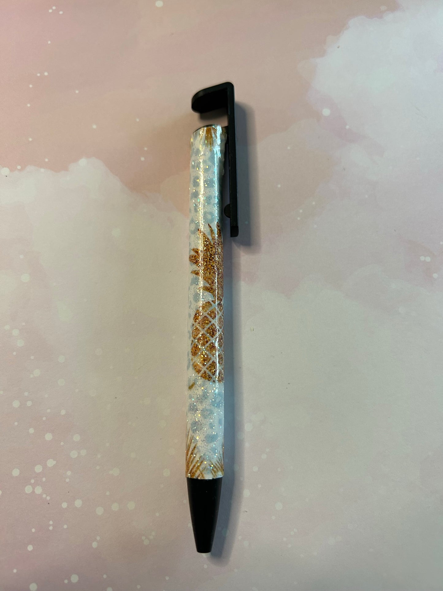 White & Gold Pineapple Pen