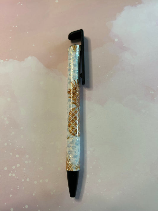 White & Gold Pineapple Pen