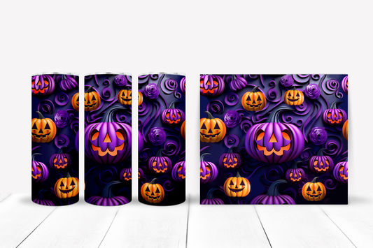 3D Purple Halloween Pumpkin 20 oz. Skinny Tumbler